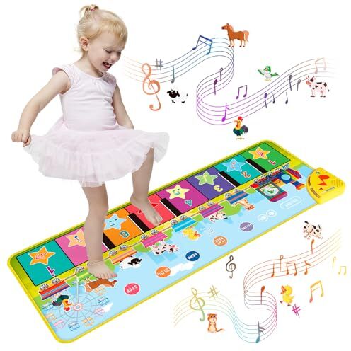 Aidodo Tappeto Musicale Bambini 1 anno, Tappeto Gioco Bambini con 34 suoni musicali , Bambini Tappetino per Pianoforte, Giochi bambini 1 2 3 anni