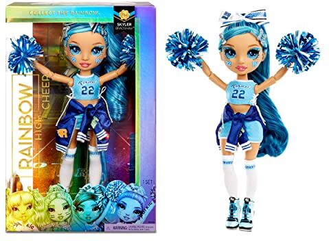 Rainbow High Cheer Fashion Doll Abiti Eleganti, Pompon e Bambola Cheerleader Skyler Bradshaw, Fashion Doll Blu, Serie Cheer, Regalo Ottimo a Partire dai 6 Anni