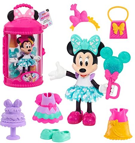 Disney Minnie,  Statuetta snodata alla moda, 15 cm, 14 pezzi, tema Sweet Party