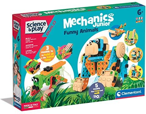 Clementoni - Science & Play Build-Mechanics Junior Compendium-Set Costruzioni per Bambini, Animali da Costruire-Gioco scientifico 6 Anni-Made in Italy, Multicolore, , Esclusivo Amazon