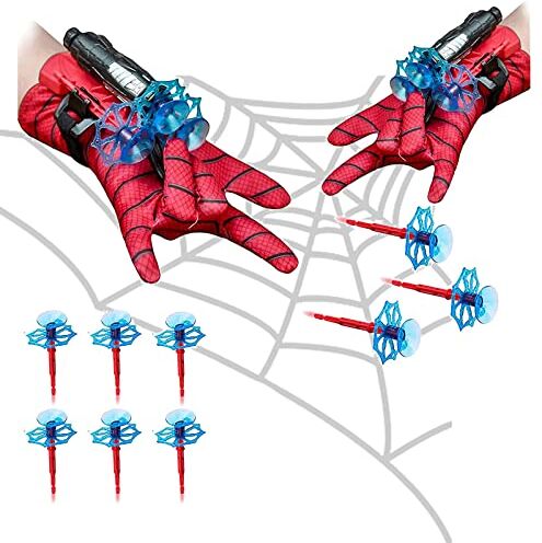 PTBWS Set di 2 Launcher Glove, Guanti Spiderman Bambi Giochi, Spider Web Toy, Giocattoli Educativi (A)