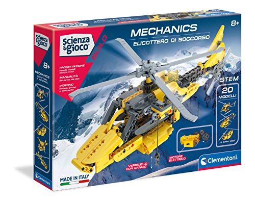 Clementoni - Laboratorio di Meccanica-Elicottero-Set Costruzioni (Versione in Italiano) -Made in Italy, 8 Anni+, Multicolore,