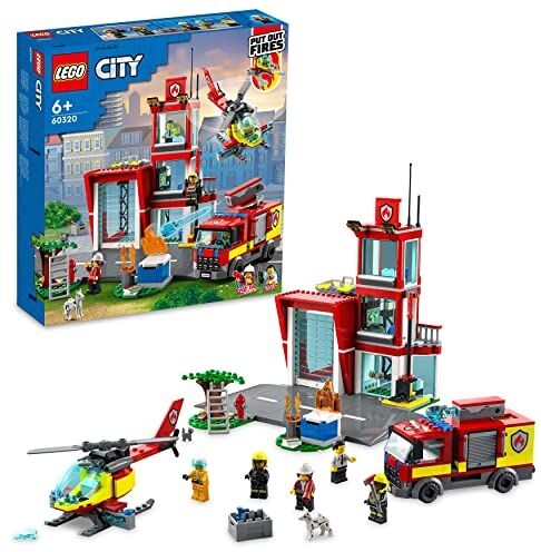 Lego City Fire Caserma dei Pompieri, Set con Camion, Elicottero Giocattolo, Garage e 5 Minifigure, Giochi per Bambini e Bambine da 6 Anni in su, Idee Regalo di Compleanno