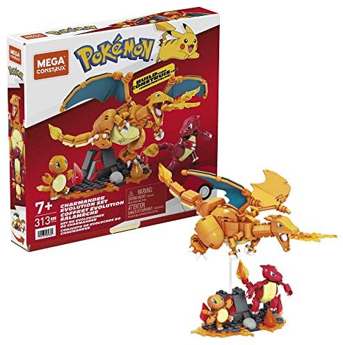 MEGA Construx Pokémon Personaggio Charmander Evolution con 313 Blocchi da Costruzione, Giocattolo per Bambini 7+ Anni,