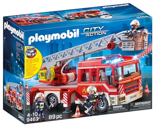 Playmobil City Action , Autoscala dei Vigili del Fuoco con luci e suoni, Dai 5 anni