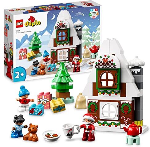 Lego DUPLO Casa di Pan di Zenzero di Babbo Natale, Giocattolo con Regali, Albero da Costruire e Figure di Bambino e Bambina, Idea Regalo per le Festività, Giochi per Bambini e Bambine da 2 Anni