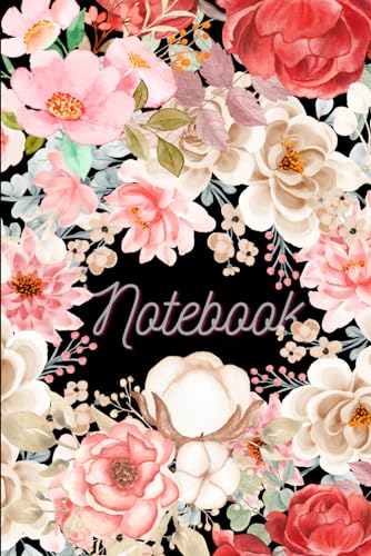 ART Flowers Notebook: Pink pastel watercolor Flowers Notebook, 120 pages lined, 6" x 9