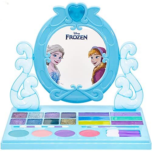 Townley Girl Disney Frozen Set trucco compatto  Cosmetic Vanity con specchio e musica incorporata Include lucidalabbra, luccichio e pennelli per bambine dai 3 anni in su
