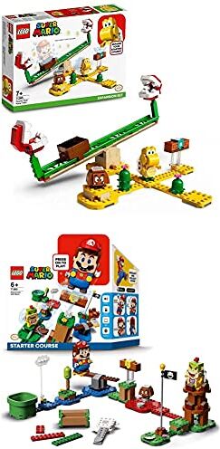 Lego Super Mario Bundle con 2 Set, Avventure di Mario, Starter Pack + Scivolo della Pianta Piranha, Pack di Espansione