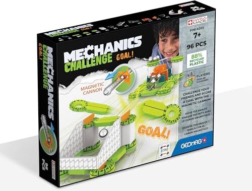 Geomag Mechanics Challenge Goal Educational And Creative Game for Children Magnetic Building Blocks with Metal Spheres, Recycled Plastic Set of 96 Pieces