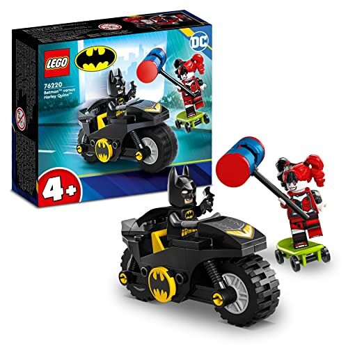 Lego DC Batman Contro Harley Quinn, Set di Action Figure di Supereroi con Skateboard e Moto Giocattolo, Giochi per Bambini e Bambine dai 4 Anni