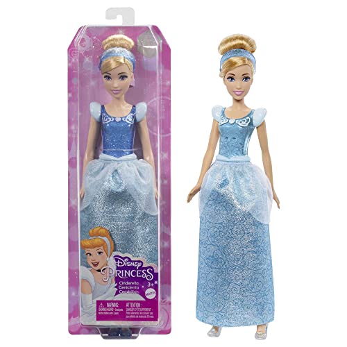 Mattel Disney Princess Cenerentola bambola con capi e accessori scintillanti ispirati al film, giocattolo per bambini, 3+ Anni,