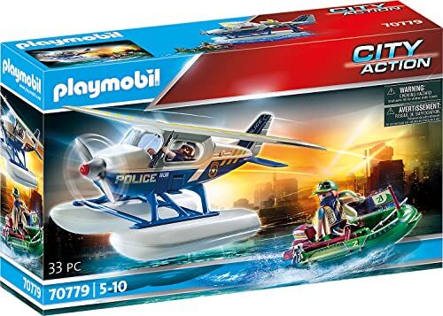 Playmobil City Action  Idrovolante della Polizia e contrabbandiere, Giocattoli per Bambini dai 5 Anni