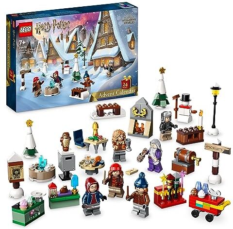 Lego Harry Potter Calendario dell’Avvento 2023 con 24 Regali tra cui 18 Mini Costruzioni del Villaggio di Hogsmeade e 6 Minifigure, Giochi per il Countdown di Natale per Bambini, Bambine e Fan