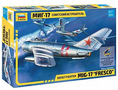 Zvezda 500787318-1 500787318-Kit di montaggio in plastica MIG-17 Fresco Soviet Fighter in scala 1:72, per principianti, dettagliato, Colore Non Laccato,