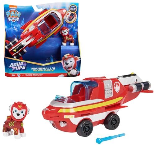 Paw Patrol , Veicolo Trasformabile Aqua Pups di Marshall per Avventure Marine, Personaggio di Marshall incluso, Giochi per Bambini e Bambine, 3+ anni