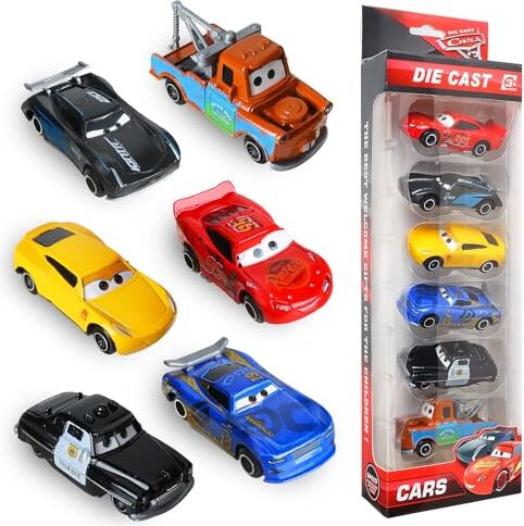 GUBOOM Giocattolo Cars Macchinine, Macchinine Cars, 6 Pezzi Macchinine Giocattolo per Bambini, Mini Auto Giocattolo, Metallo Giocattoli di Auto da Corsa, per Bambini Giocattoli Educativi Precoci