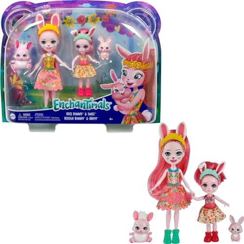 Mattel Mini Bambole ENCHANTIMALS BREE Bunny MUÃ‘ECA Y HERMANITA , Aluminium, Multicolore