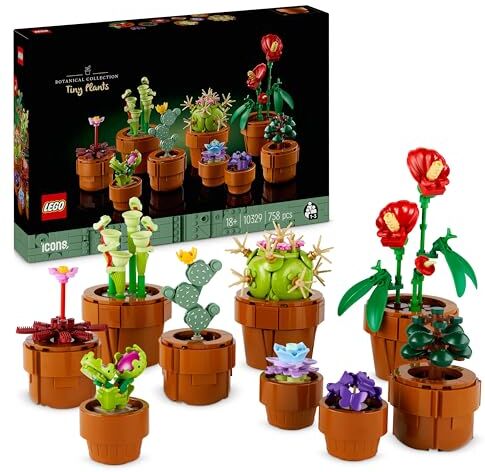 Lego Icons Piantine, Set Collezione Botanica con Fiori Artificiali in Vaso Color Terracotta da Costruire, Accessorio Decorazione per Casa, Idea Regalo Donna o Uomo, Lei o Lui, Festa della Mamma