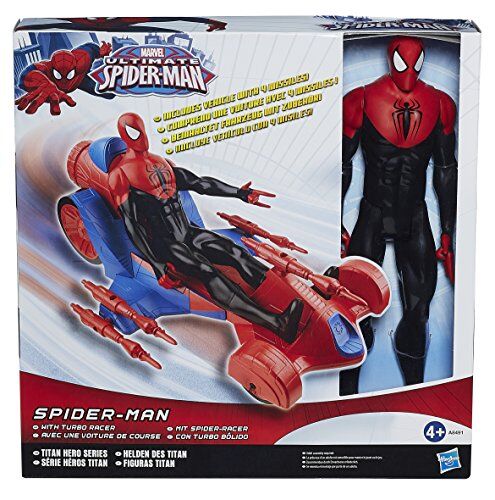 Hasbro Marvel-Action Figura Spider-Man da 30 cm con Veicolo,