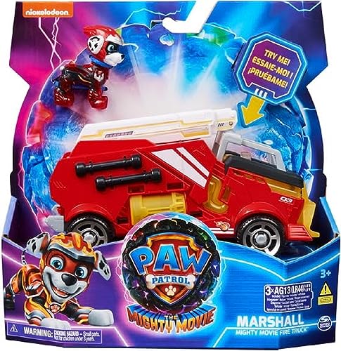 Paw Patrol The Movie, Toy Car with Chase Mighty Pups Action Figure, Lights And Sounds, Kids Toys for Boys & Girls 3+, Modelli Assortiti,