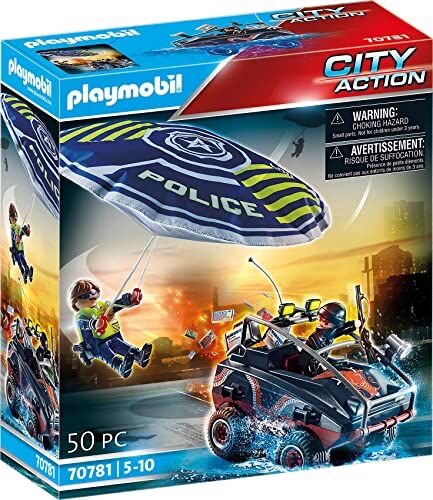 Playmobil City Action  Paracadute della Polizia e Veicolo, Giocattoli per Bambini dai 5 Anni