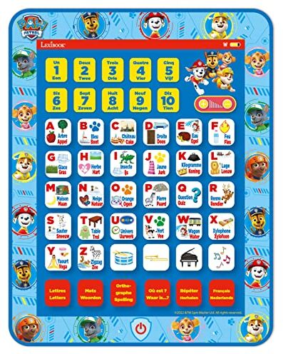 Lexibook La Pat' Patrouille Tablet educativo bilingue, Giocattolo per Imparare Lettere Cifre Vocabolario e Musica, Lingue Francese/Olandese, Blu, JCPAD002PAi10