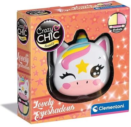 Clementoni Trousse Trucchi Bambina Crazy Chic Lovely Eyeshadow: Unicorno, Set Ombretti Sicuri e Anallergici, Bambine 6 Anni, Facilmente Lavabile con Acqua,