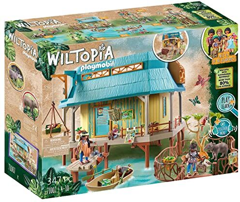 Playmobil Wiltopia  Centro per l'assistenza degli animali dell'Amazzonia, Con Effetti Luminosi e Animali Giocattolo, Giocattolo Sostenibile per Bambini dai 4 Anni in su