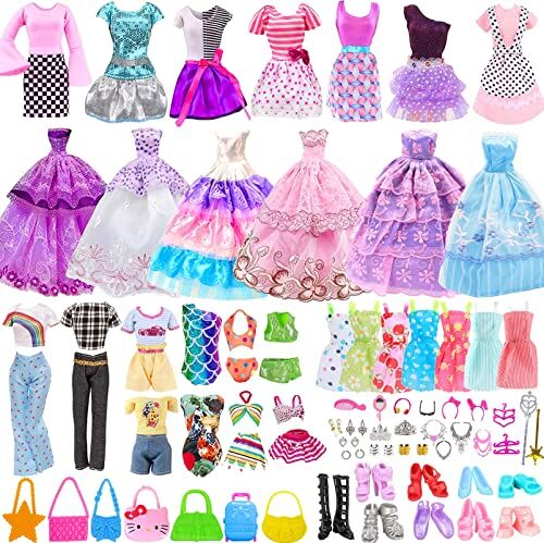 HEAWAA 56 Set Abbigliamento e Accessori per Barbie Doll, Accessori per Bambole Mini Vestiti Abiti Pantaloni Bikini Scarpe Borsa Accessori per 11.5 Pollici Principessa Bambola (Consegna Casuale)