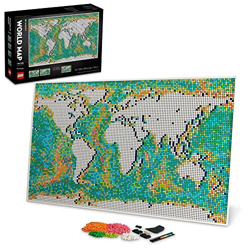 Lego Art World Map 31203 Building Kit; Meaningful, Collectible Wall Art for DIY and Map Enthusiasts; New 2021 (11,695 Pieces)