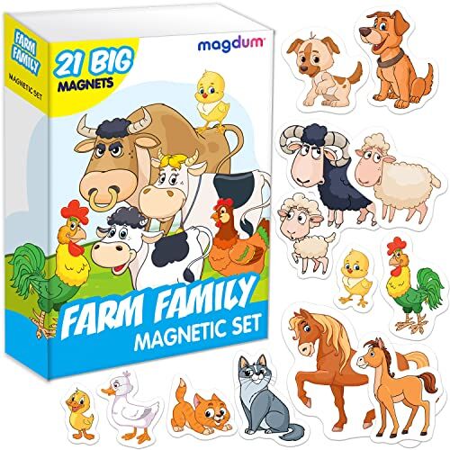 magdum Magneti Fattoria Famiglia 21 GRANDI calamite frigorifero Giochi educativi 1 anno per bambini 3 anni