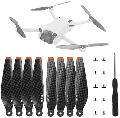 Fenmaru Elica in fibra di carbonio compatibile con DJI Mini 3 Pro Elica leggera dura e durevole a basso rumore (8PCS)