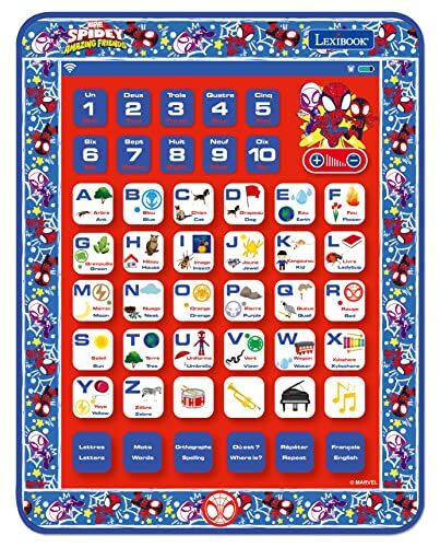 Lexibook Spider-Man Spidey and His Amazing Friends, Educational Bilingue Learning Tablet, Inglese/Francese, numeri, lettere, pianoforte, JCPAD002SPi1