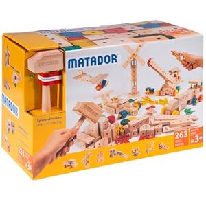 Matador Set di Costruzioni per Bambini da 3 Anni – 263 Pezzi Gioco di Costruzioni in Legno coinvolgente per sviluppare creatività e motricità fine, con aste, Blocchi, Martello e Pinza Matador Set di Costruzioni per Bambini da 3 Anni – 263 Pezzi Gioco di Costruzioni in Legno coinvolgente per sviluppare creatività e motricità fine, con aste, Blocchi, Martello e Pinza