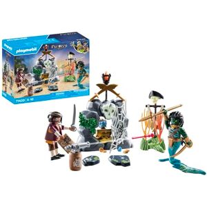 Playmobil Pirates  Nascondiglio del tesoro pirata, alla ricerca del teschio di cristallo, un emozionante mondo subacqueo con un pirata e un uomo murena, giocattolo per bambini dai 4 anni in su