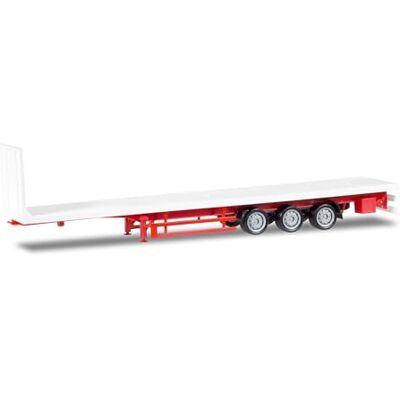 Herpa Semirimorchio piatto Lowliner, 3 assi, bianco, miniatura in scala 1:87, da collezione, made in Germany, plastica, colorato Herpa Semirimorchio piatto Lowliner, 3 assi, bianco, miniatura in scala 1:87, da collezione, made in Germany, plastica, colorato