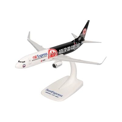 Herpa Modellino aereo Snap-Fit Sun Express Boeing 737-800 "Eintracht Frankfurt SGE Express" "Adler im Anflug", miniatura in scala 1:200, pezzo da collezione, modello con supporto, plastica Herpa Modellino aereo Snap-Fit Sun Express Boeing 737-800 "Eintracht Frankfurt SGE Express" "Adler im Anflug", miniatura in scala 1:200, pezzo da collezione, modello con supporto, plastica