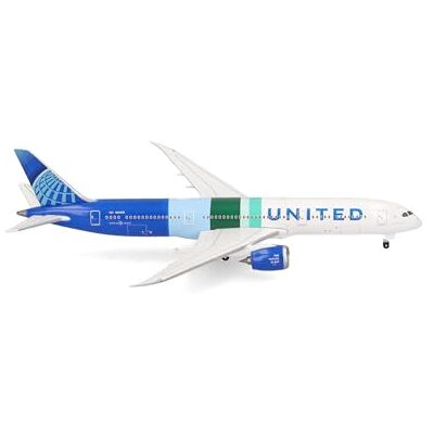 Herpa Modellino aereo United Airlines Boeing 787-9 Dreamliner "The Future is SAF" – N24988, miniatura in scala 1:500, pezzo da collezione, modello di aereo senza base, metallo Herpa Modellino aereo United Airlines Boeing 787-9 Dreamliner "The Future is SAF" – N24988, miniatura in scala 1:500, pezzo da collezione, modello di aereo senza base, metallo