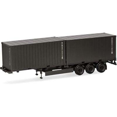 Herpa camion in miniatura rimorchio portacontainer 3 assi con 2 container da 20 piedi "Bundeswehr", miniatura in scala 1:87, pezzo da collezione, Made in Germany, plastica Herpa camion in miniatura rimorchio portacontainer 3 assi con 2 container da 20 piedi "Bundeswehr", miniatura in scala 1:87, pezzo da collezione, Made in Germany, plastica