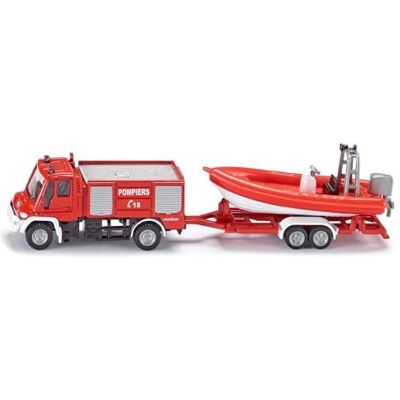 Siku , Unimog dei Vigili del Fuoco con Barca, 1:87, Metallo/Plastica, Rosso, Autopompa e Barca Galleggiante, Pneumatici in Gomma, Gancio di Traino Siku , Unimog dei Vigili del Fuoco con Barca, 1:87, Metallo/Plastica, Rosso, Autopompa e Barca Galleggiante, Pneumatici in Gomma, Gancio di Traino