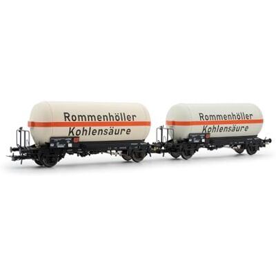 Rivarossi Db, Set di 2 Carri cisterna per Gas a 2 Assi, 'Rommenhöller Kohlensäure', EP; IV Rivarossi Db, Set di 2 Carri cisterna per Gas a 2 Assi, 'Rommenhöller Kohlensäure', EP; IV
