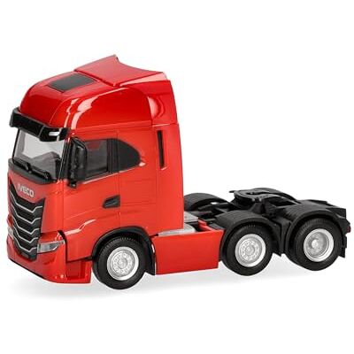Herpa camion in miniatura Iveco S-Way MY24 trattore stradale 3 assi (6x2), rosso, miniatura in scala 1:87, pezzo da collezione, Made in Germany, plastica Herpa camion in miniatura Iveco S-Way MY24 trattore stradale 3 assi (6x2), rosso, miniatura in scala 1:87, pezzo da collezione, Made in Germany, plastica