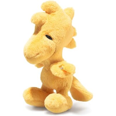 Steiff Woodstock Peluche Peanuts, Snoppy & Friends, con uccellino di peluche giallo, con occhi ricamati, lavabile in lavatrice Steiff Woodstock Peluche Peanuts, Snoppy & Friends, con uccellino di peluche giallo, con occhi ricamati, lavabile in lavatrice