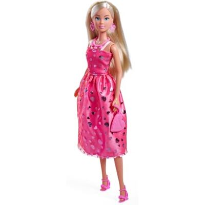 Simba Steffi Love Pink Love Bambola spogliatoio in abito con glitter rosa, con accessori a forma di cuore, 29 cm, per bambini dai 3 anni in su Simba Steffi Love Pink Love Bambola spogliatoio in abito con glitter rosa, con accessori a forma di cuore, 29 cm, per bambini dai 3 anni in su