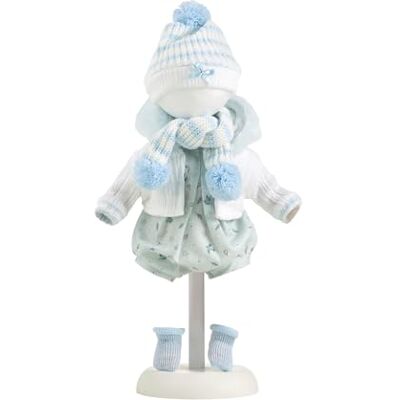 Llorens Vestiti per bambole da 38 cm, set di vestiti blu e bianco con maglione lavorato a maglia, cappello, sciarpa e body outfit, accessori per bambole Llorens Vestiti per bambole da 38 cm, set di vestiti blu e bianco con maglione lavorato a maglia, cappello, sciarpa e body outfit, accessori per bambole