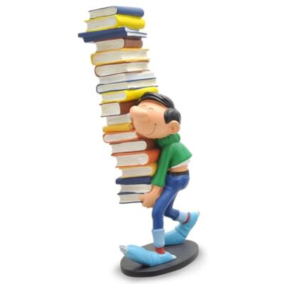 Plastoy Gaston Lagaffe Figurina Gaston con una pila di libri Resina 25 cm Plastoy Gaston Lagaffe Figurina Gaston con una pila di libri Resina 25 cm