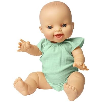 Heless Bambola Bambina con Corpo in Mussola, con Volant Color Menta, in Cotone Biologico al 100 per Cento, Misura 34 cm Heless Bambola Bambina con Corpo in Mussola, con Volant Color Menta, in Cotone Biologico al 100 per Cento, Misura 34 cm