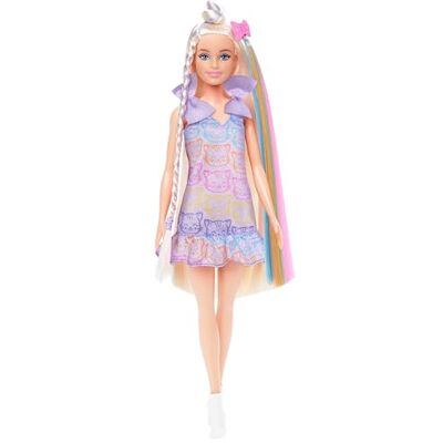 Barbie Bambola Fun & Fancy, con lunghissimi capelli biondi ed extension, abito metalizzato color argento, 2 look e accessori inclusi, giocattolo per bambini, 3+ anni, Barbie Bambola Fun & Fancy, con lunghissimi capelli biondi ed extension, abito metalizzato color argento, 2 look e accessori inclusi, giocattolo per bambini, 3+ anni,