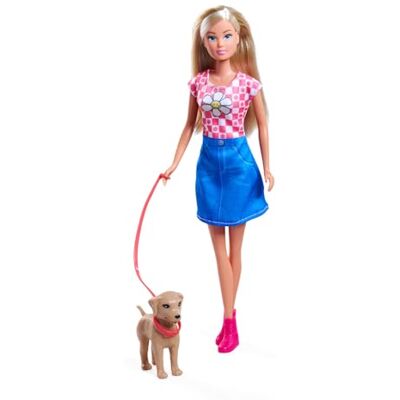 Simba Steffi Love Dog Fun Bambola alla moda con cane e guinzaglio, 29 cm, passeggiata per cani in gioco di ruolo per bambini dai 3 anni in su Simba Steffi Love Dog Fun Bambola alla moda con cane e guinzaglio, 29 cm, passeggiata per cani in gioco di ruolo per bambini dai 3 anni in su